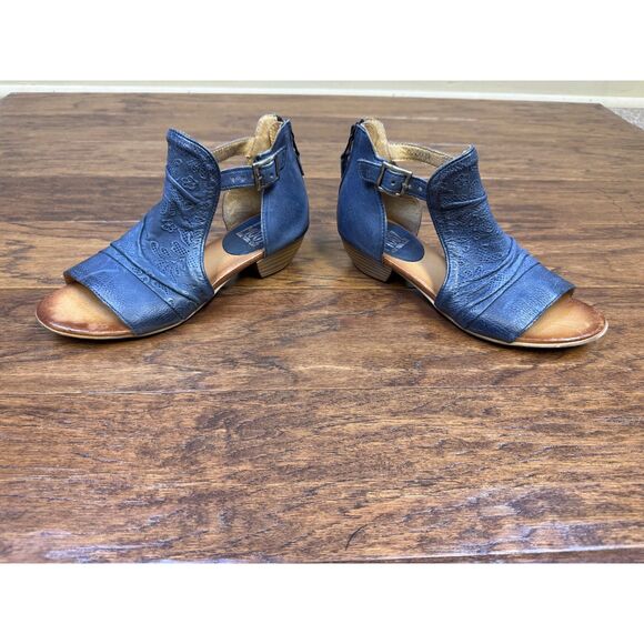 MIZ MOOZ Leather Corra Heeled Ankle Strap Sandals, River Blue, Sz 39 - Picture 4 of 13